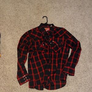 Ely Plains Black and Red Checkered pearl snap